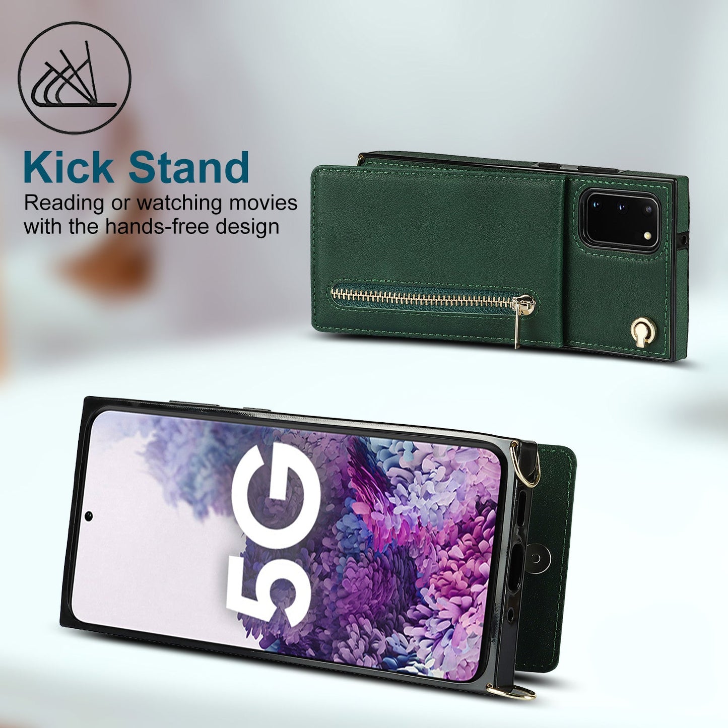 Nouvel Étui de Téléphone à Fermeture Éclair Bandoulière pour Samsung Note20/Note20 5G