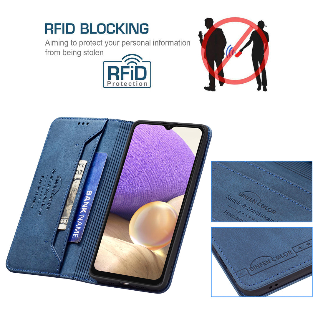 New RFID Magnetic Leather Wallet Flip Case For Samsung