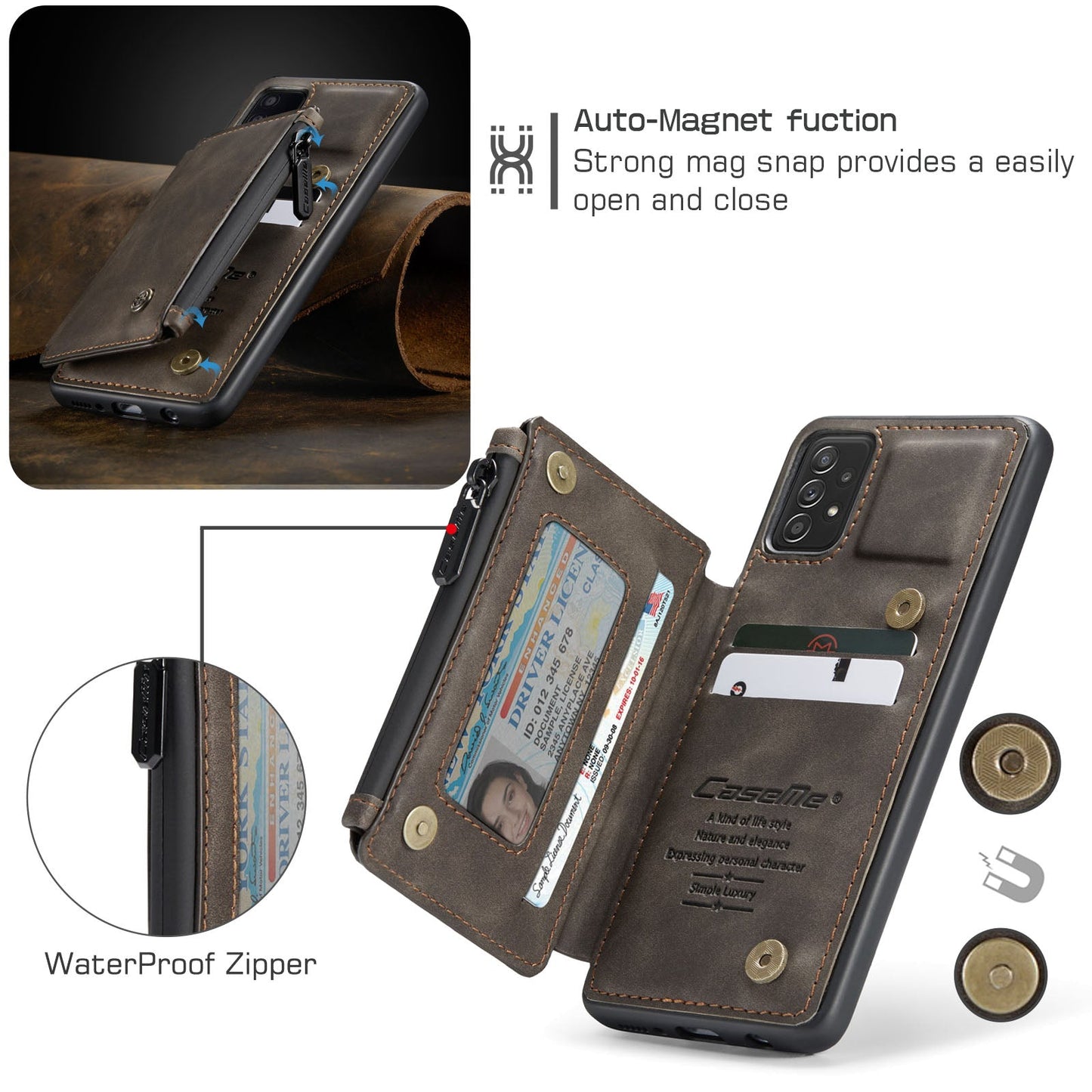 Luxuriöse Multifunktionale Brieftaschen-Handyhülle für Samsung A52 5G