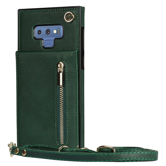 Nouvel étui de téléphone portefeuille à fermeture éclair bandoulière pour Samsung Note9