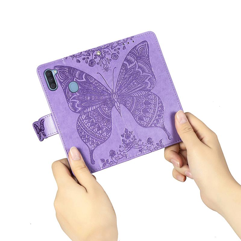 Luxuriöses geprägtes Schmetterlings-Leder-Wallet-Flip-Case für Samsung A Serie