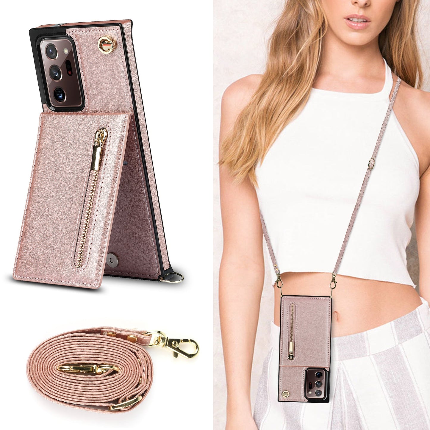 New Crossbody Zipper Wallet Phone Case For Samsung Note20 Ultra
