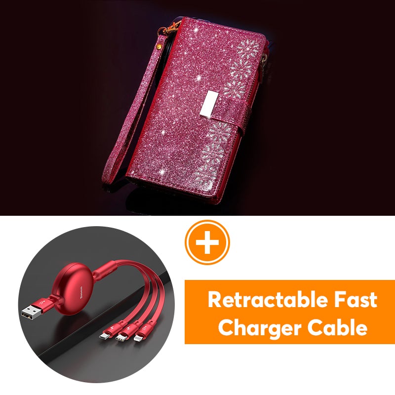 Glitzer Funkelnd Mädchenhaft Bling Leder Flip Cover für Samsung Note20/Note20 5G