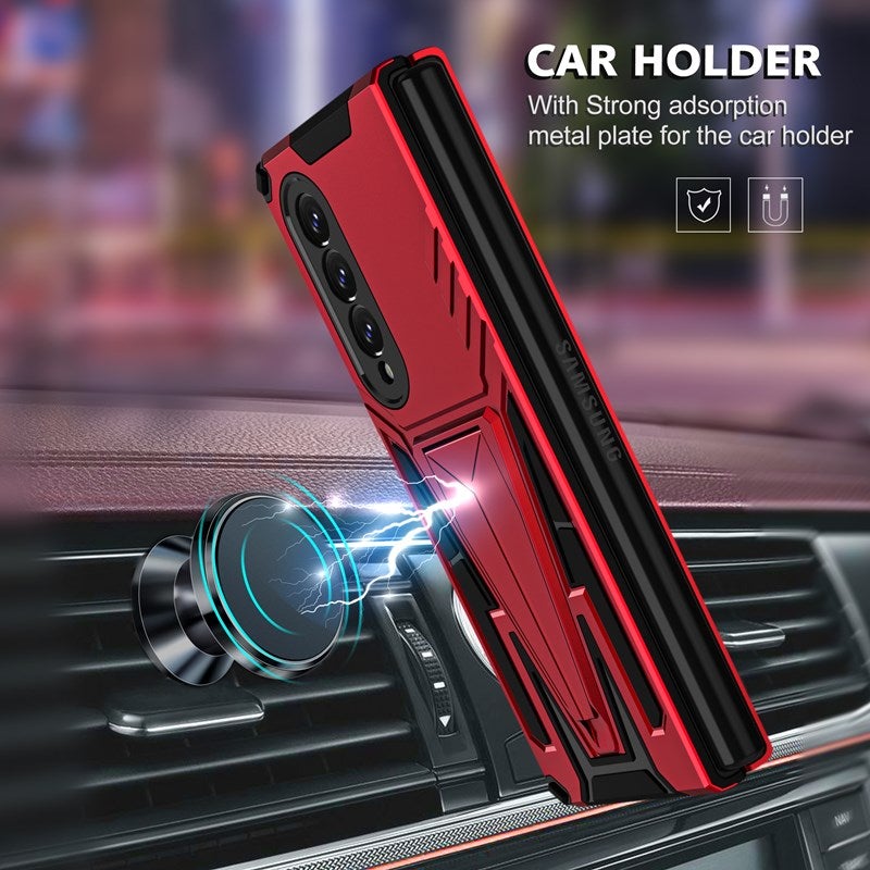 Nouvel Étui de Téléphone Magnétique avec Support d'Armure Extraordinaire pour Samsung Galaxy Z Fold3 5G