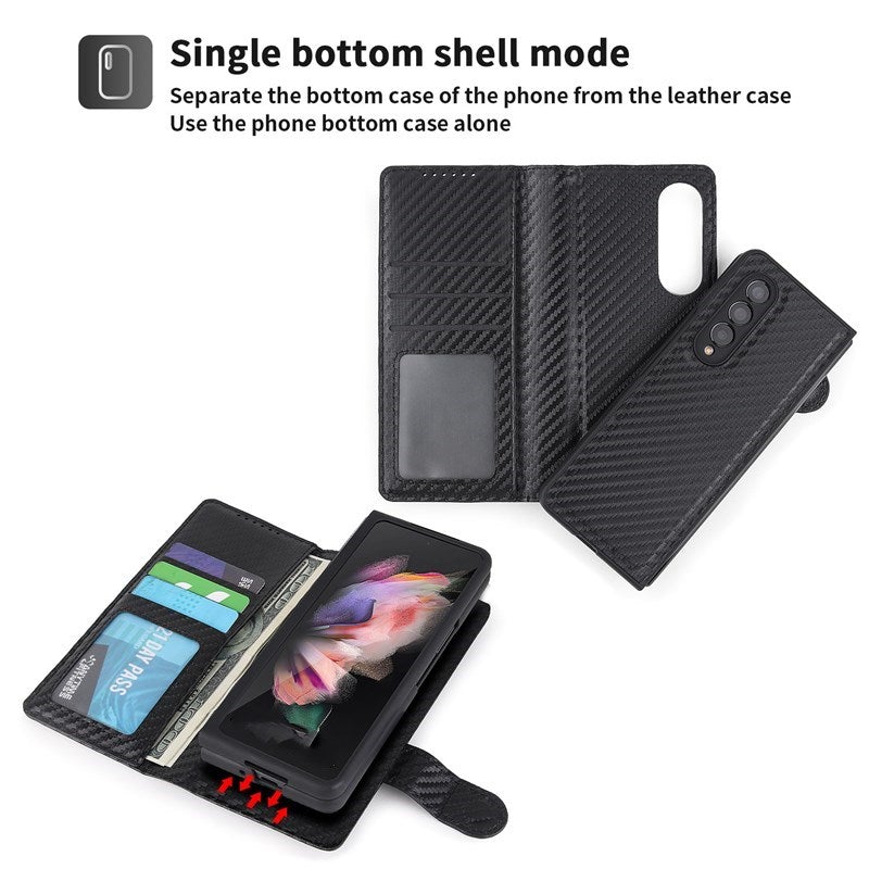 New 2-in-1 Leather Wallet Pen Slot Phone Case For Samsung Galaxy Z Fold3 5G