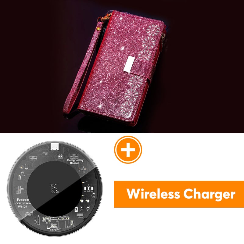 Glitzer Funkelnd Mädchenhaft Bling Leder Flip Cover für Samsung Note20/Note20 5G