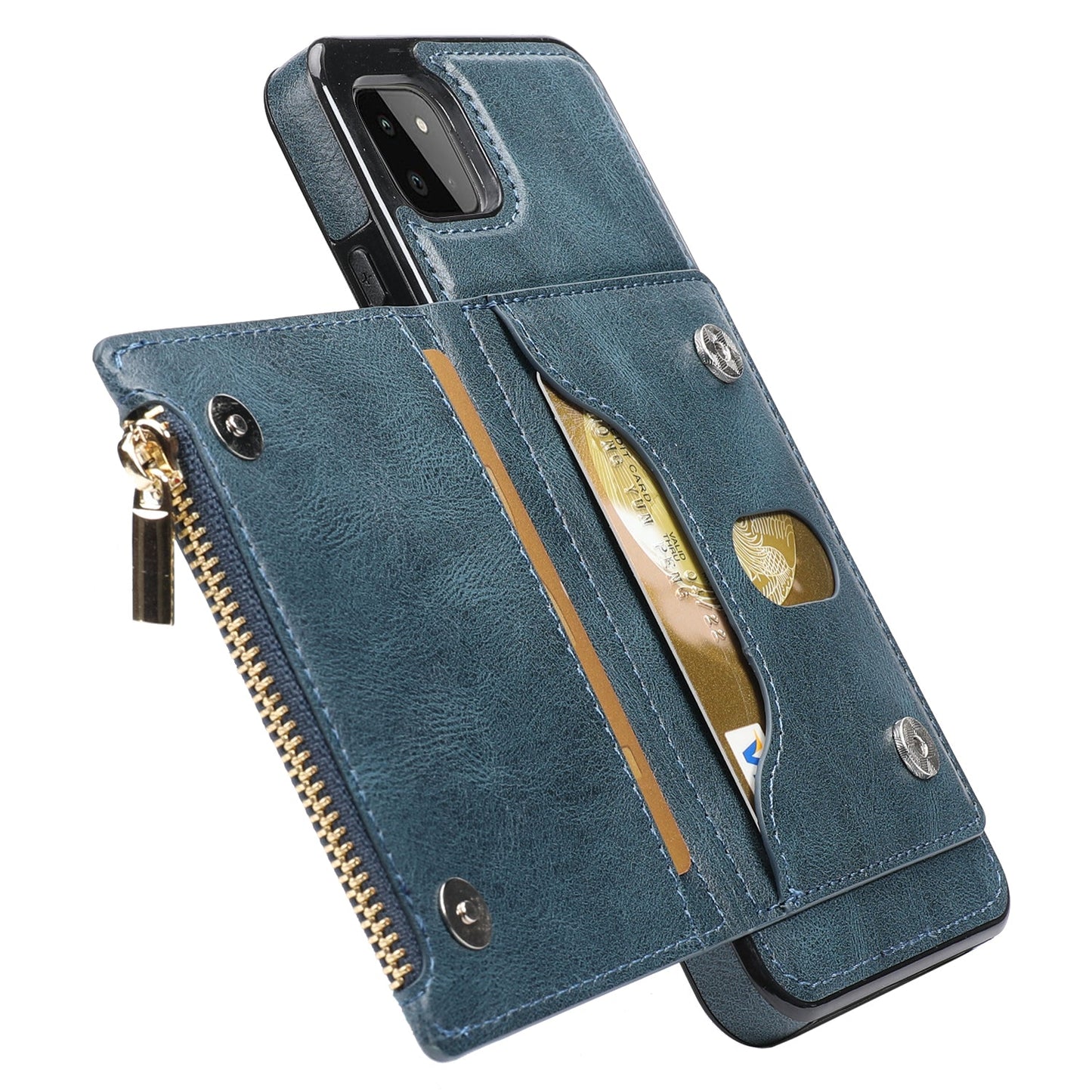 Neue Upgrade Multifunktionale Brieftasche Reißverschluss Handyhülle für Samsung A22 5G