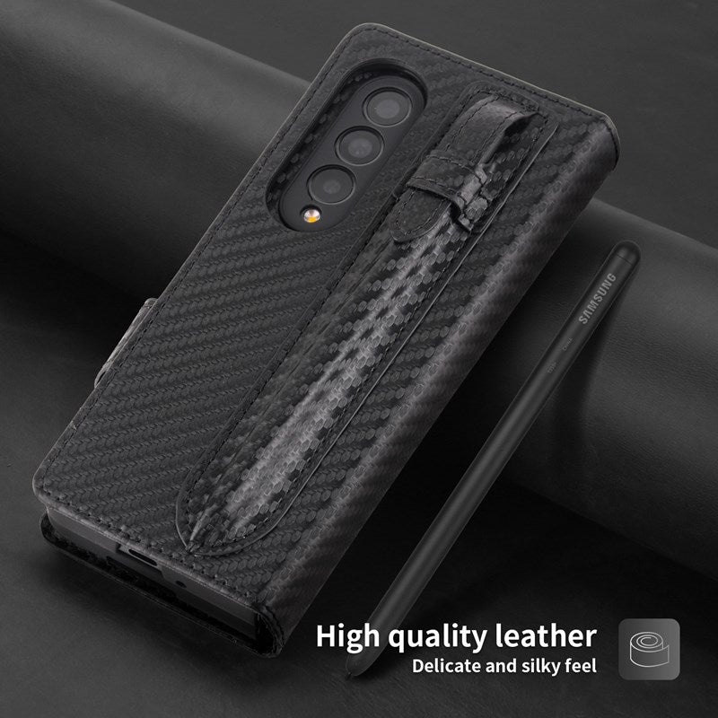 New 2-in-1 Leather Wallet Pen Slot Phone Case For Samsung Galaxy Z Fold3 5G