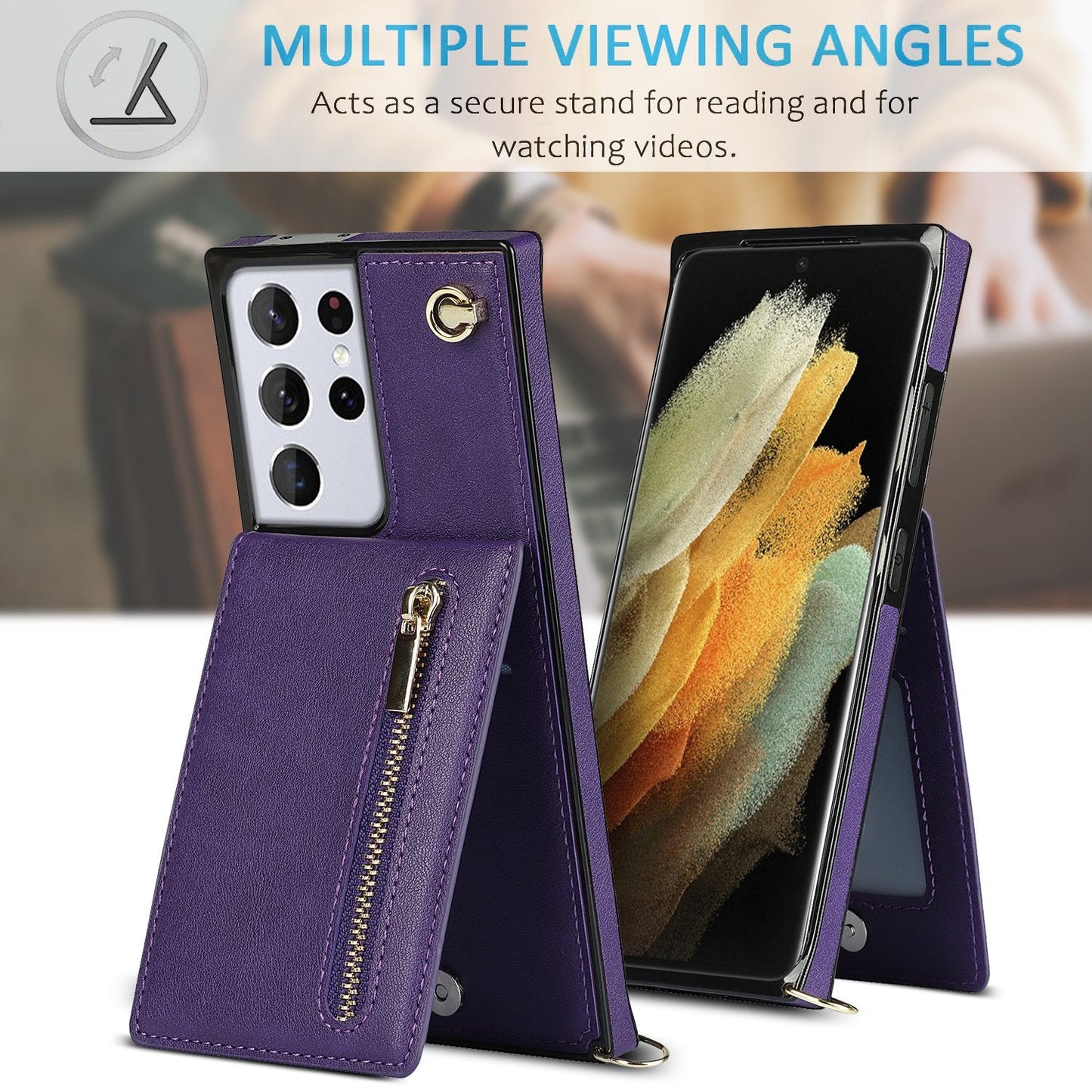 Nouveau portefeuille de téléphone à fermeture éclair pour Samsung