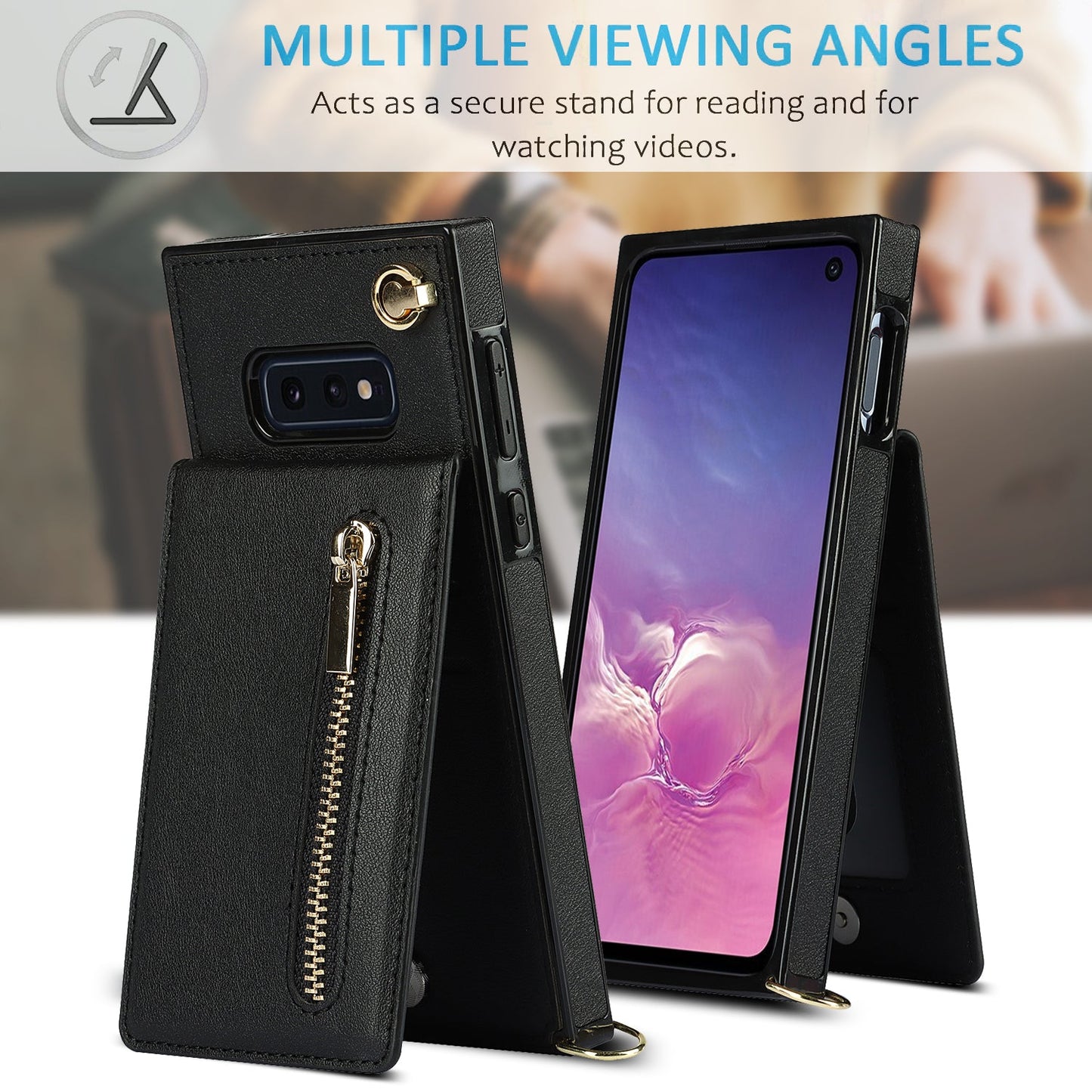 Nouveau portefeuille zippé à bandoulière pour Samsung S10E