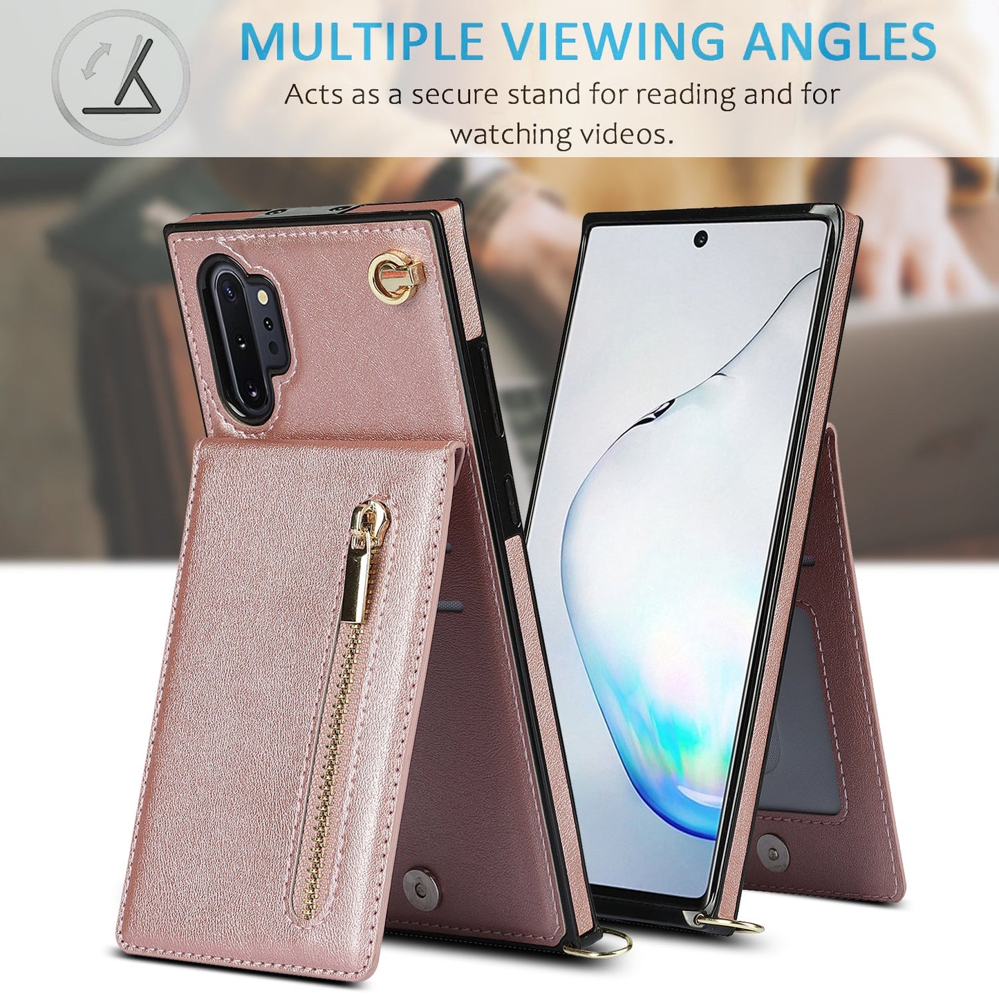 Neue Umhänge-Reißverschluss-Brieftaschen-Handyhülle für Samsung Note10 Plus