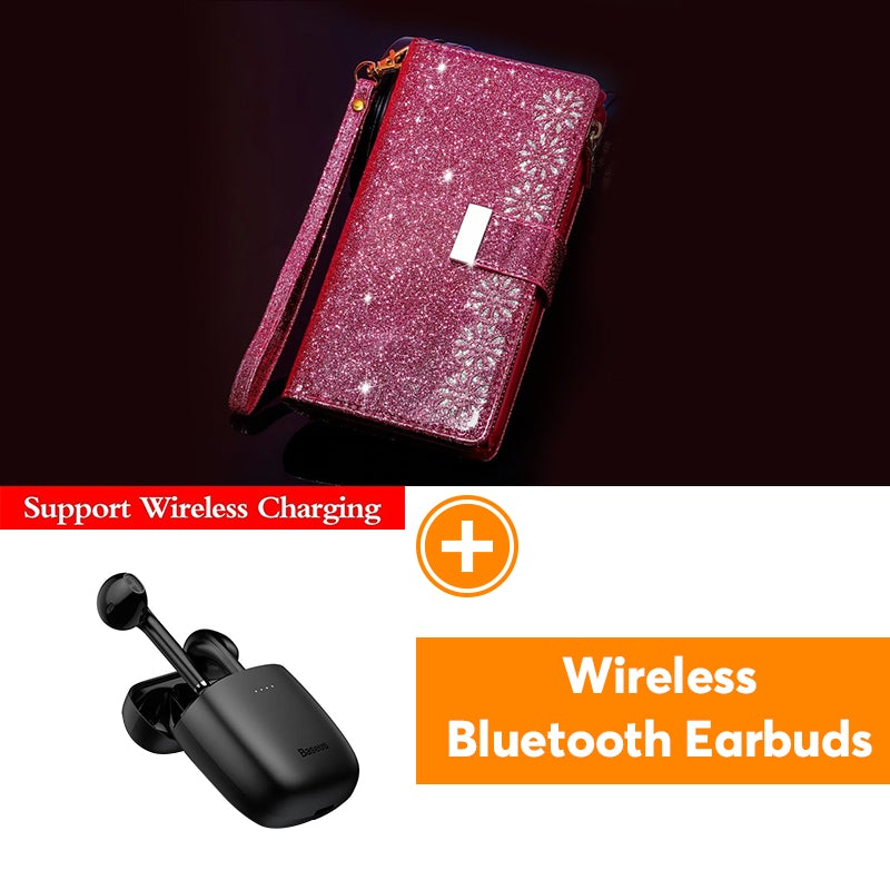 Glitzer Funkelnd Mädchenhaft Bling Leder Flip Cover für Samsung Note20/Note20 5G