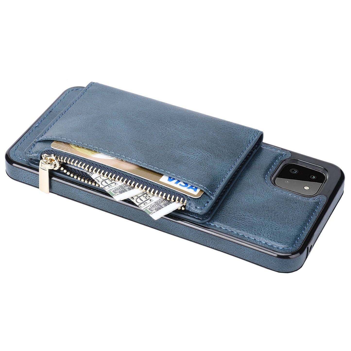 Neue Upgrade Multifunktionale Brieftasche Reißverschluss Handyhülle für Samsung A22 5G