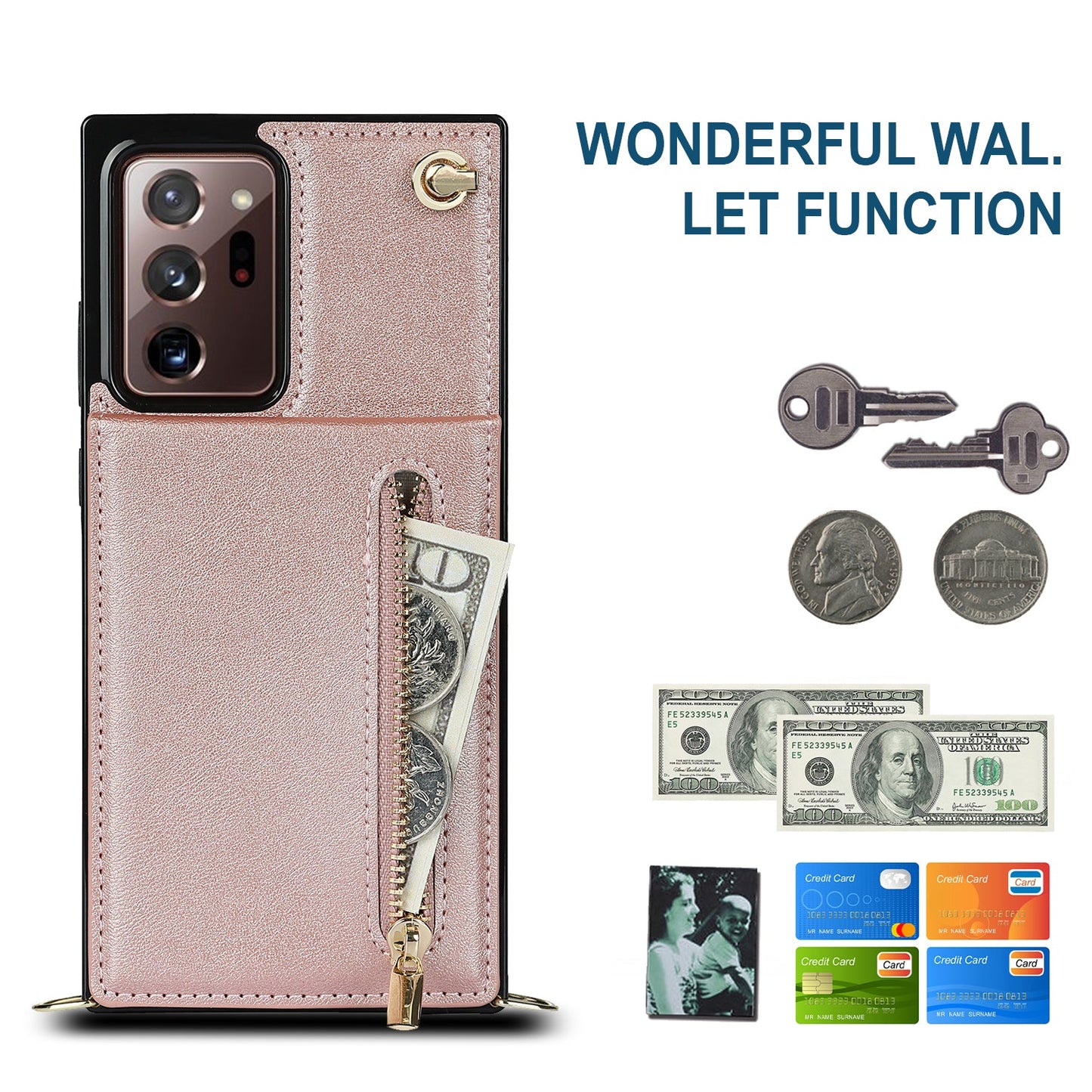 New Crossbody Zipper Wallet Phone Case For Samsung Note20 Ultra