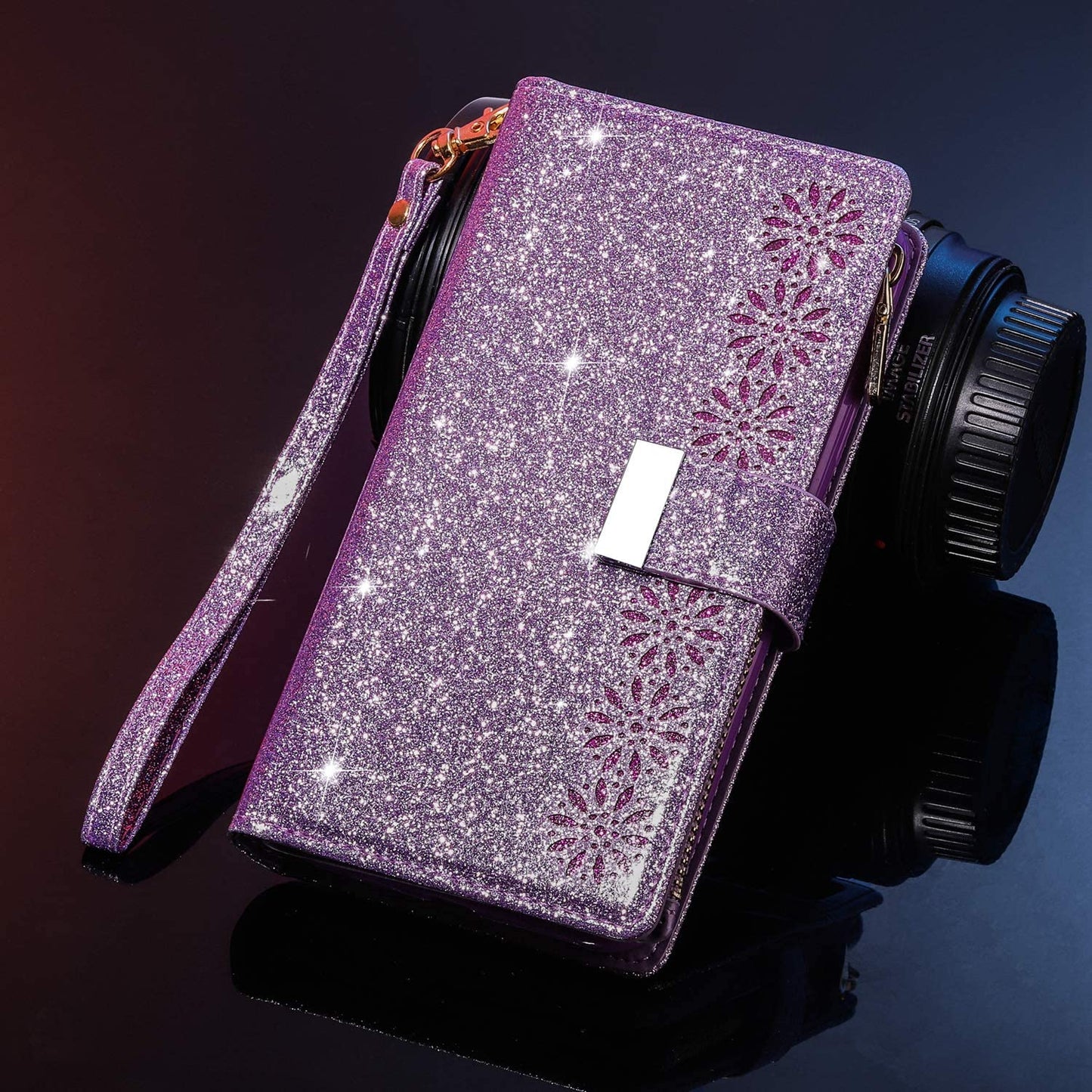 Glitzer Funkelnd Mädchenhaft Bling Leder Flip Cover für Samsung Note20/Note20 5G