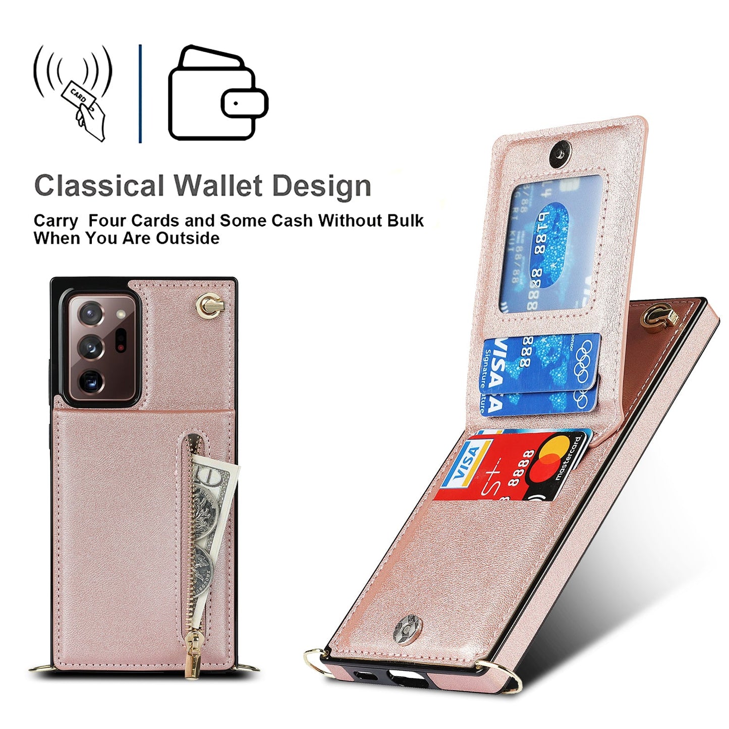 New Crossbody Zipper Wallet Phone Case For Samsung Note20 Ultra