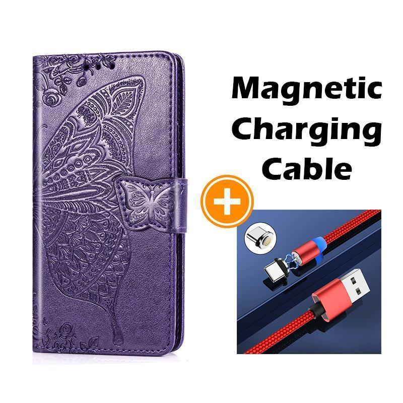 Luxury Embossed Butterfly Leather Wallet Flip Case For Samsung Galaxy S9