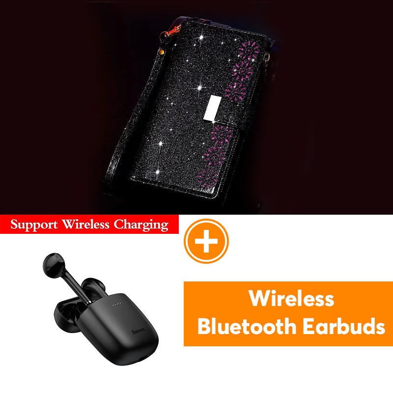Glitzer Funkelnd Mädchenhaft Bling Leder Flip Cover für Samsung Note20/Note20 5G