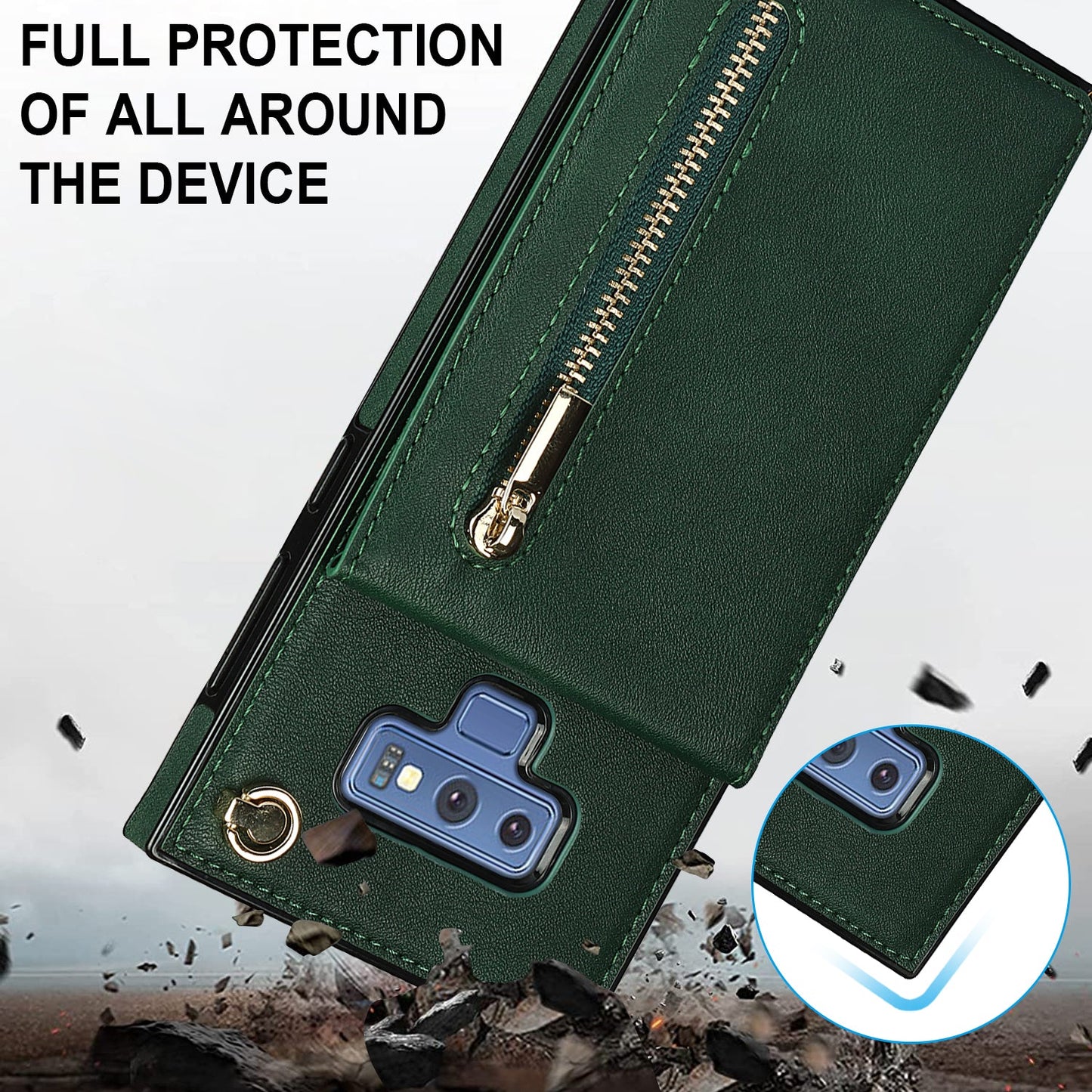 Neue Crossbody-Reißverschluss-Brieftaschen-Handyhülle für Samsung Note9
