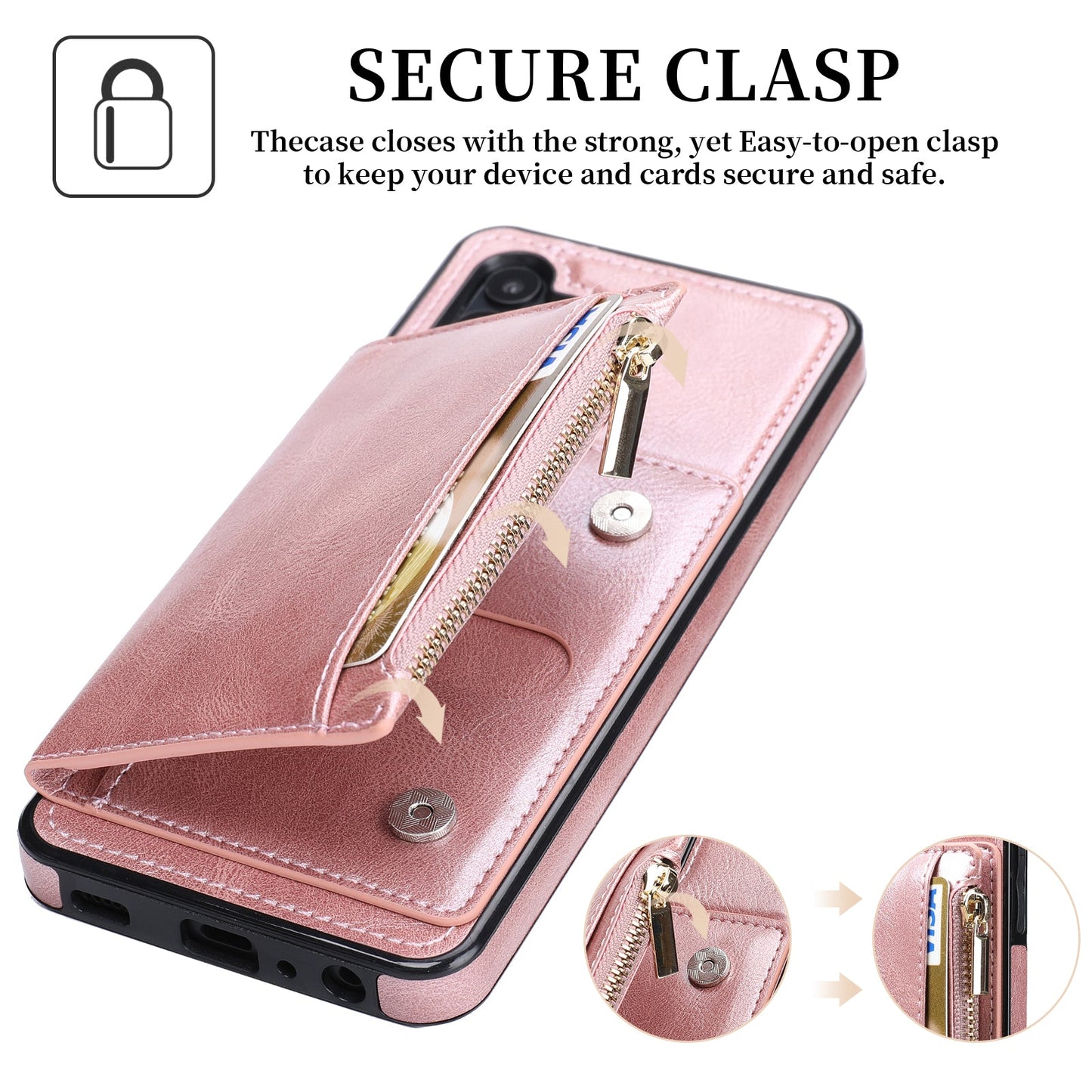 Neues Upgrade Multifunktionale Brieftaschen-Reißverschluss-Handyhülle für Samsung A32 5G