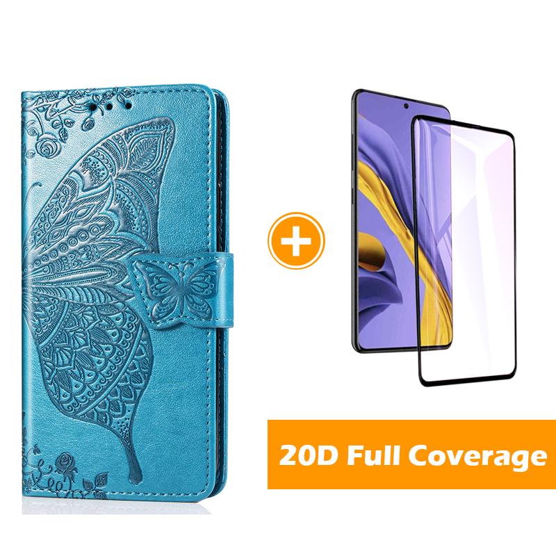 Étui portefeuille en cuir gaufré de luxe papillon pour Samsung A51/A71