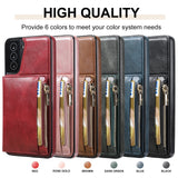 New Upgrade Multifunctional Wallet Zipper Phone Case  For Samsung S21FE