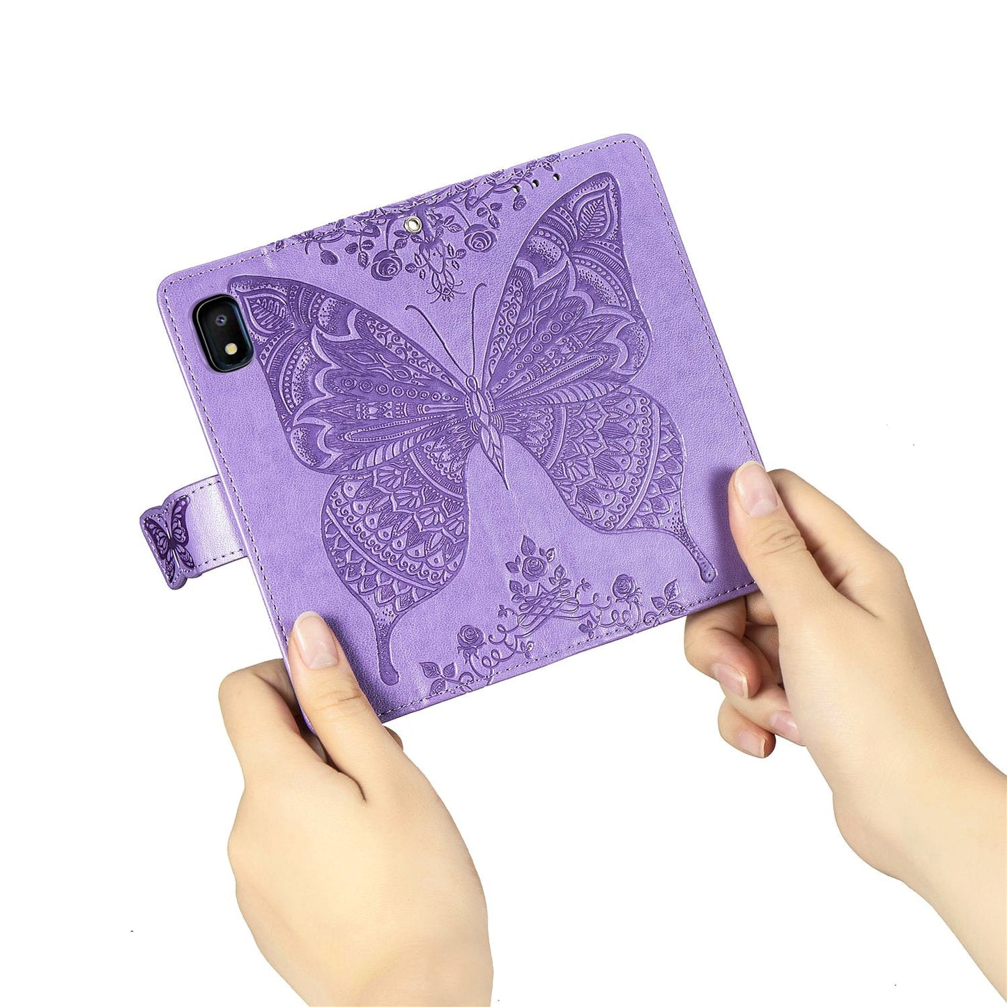 Luxury Embossed Butterfly Leather Wallet Flip Case For Samsung A10E