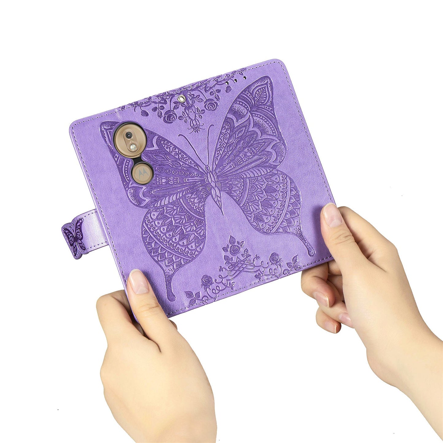 Luxury Embossed Butterfly Leather Wallet Flip Case for MOTO G7/ G7 Power/ G7 Play