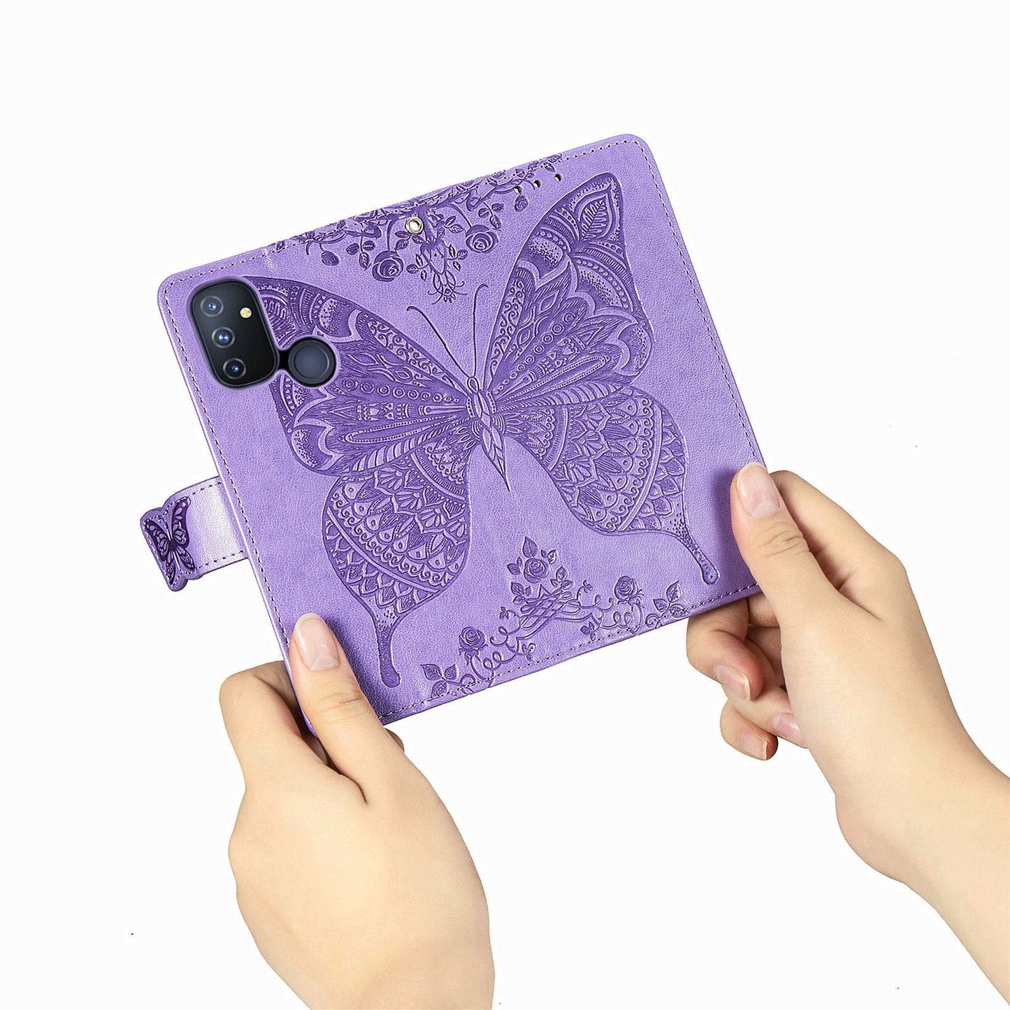 Luxury Embossed Butterfly Leather Wallet Flip Case For OnePlus Nord N100