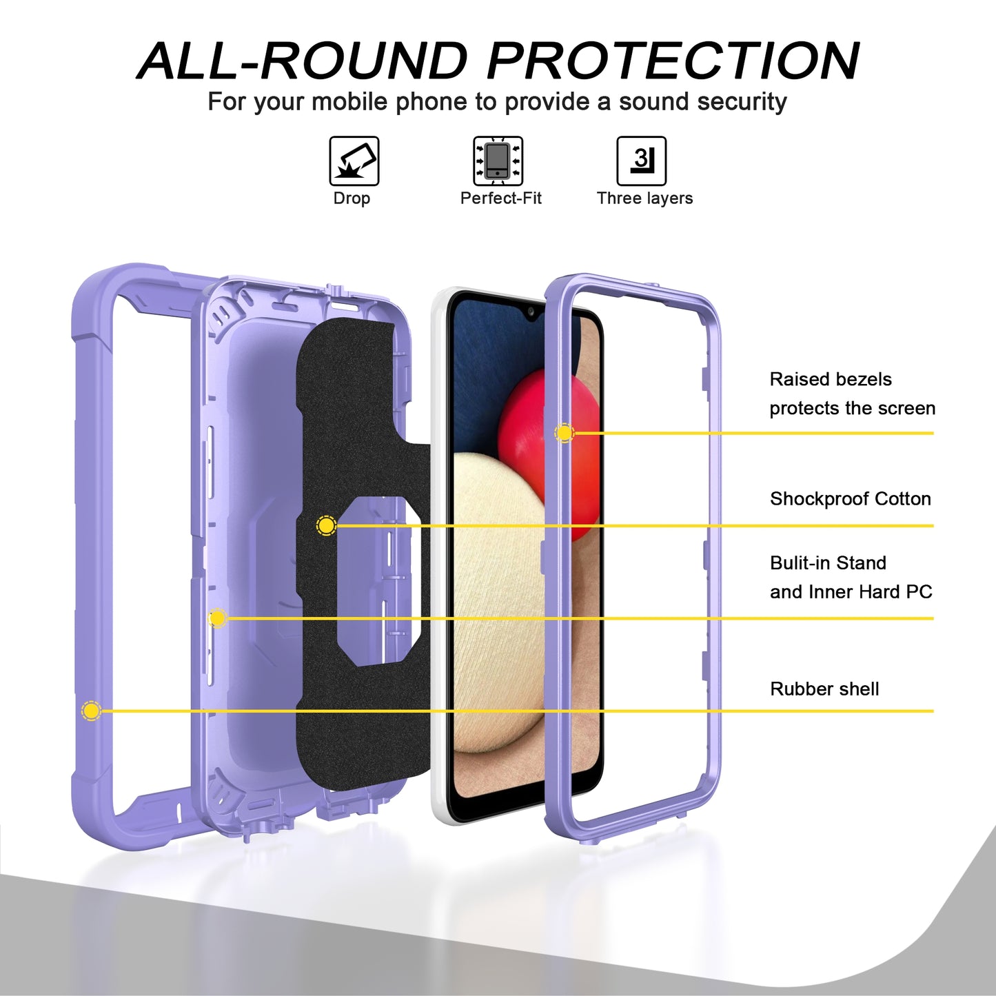 Schutzhülle mit Ständer und Stoßschutz für Samsung A02S (EU)