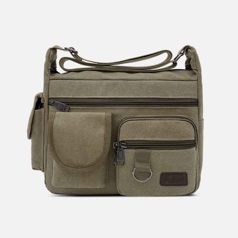 Universal Canvas Multi-Pocket Retro Large Crossbody Bag