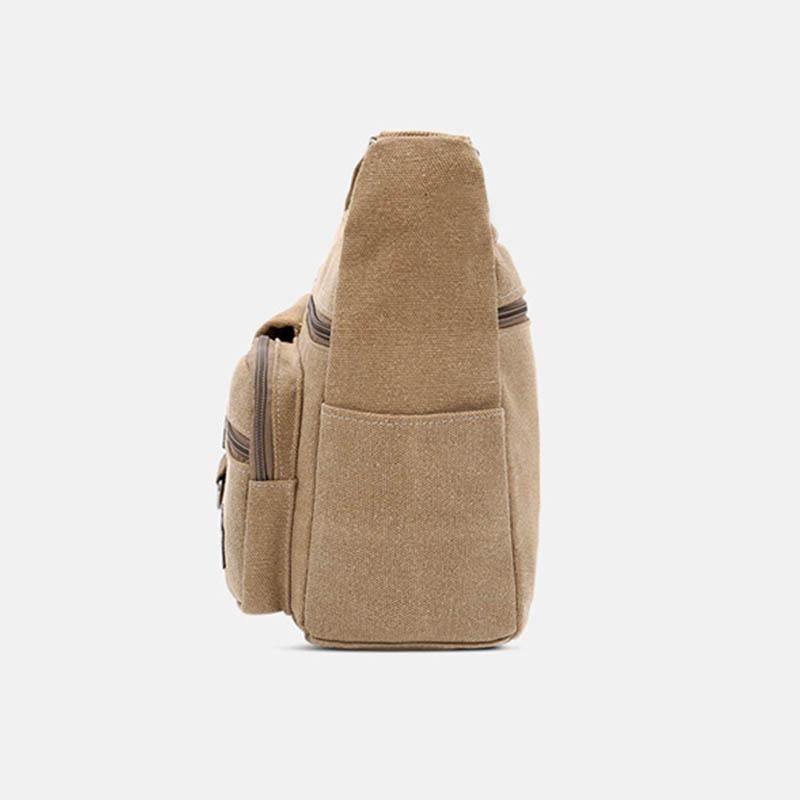 Universal Canvas Multi-Pocket Retro Large Crossbody Bag