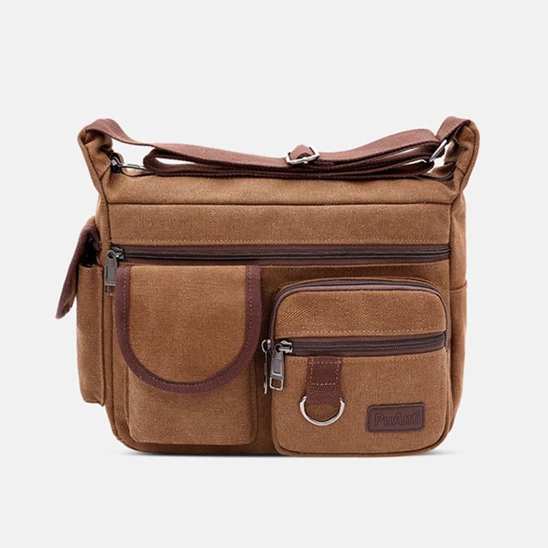 Universal Canvas Multi-Pocket Retro Large Crossbody Bag