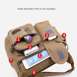 Universal Canvas Multi-Pocket Retro Large Crossbody Bag