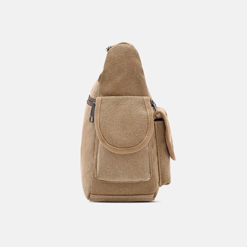 Universal Canvas Multi-Pocket Retro Large Crossbody Bag