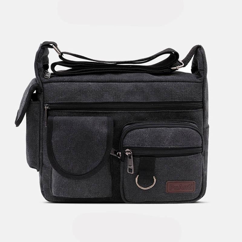 Universal Canvas Multi-Pocket Retro Large Crossbody Bag