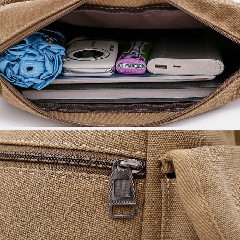 Universal Canvas Multi-Pocket Retro Large Crossbody Bag