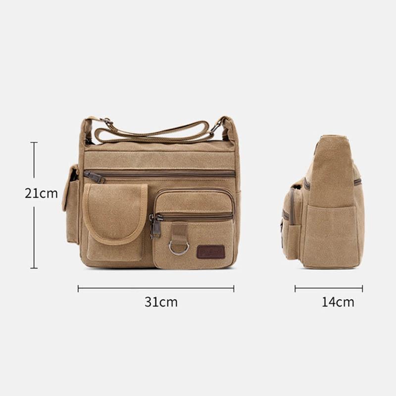 Universal Canvas Multi-Pocket Retro Large Crossbody Bag