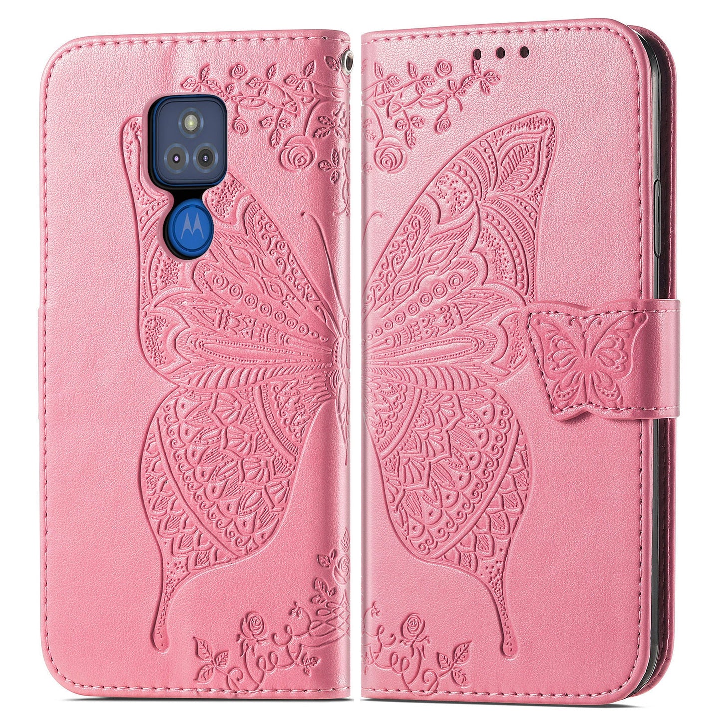Luxury Embossed Butterfly Leather Wallet Flip Case For MOTO G Play 2021