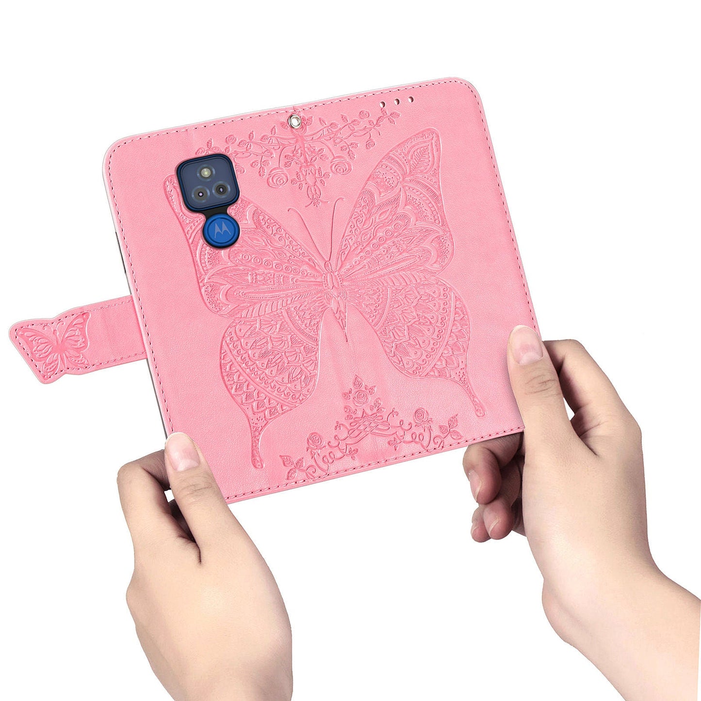 Luxury Embossed Butterfly Leather Wallet Flip Case For MOTO G Play 2021