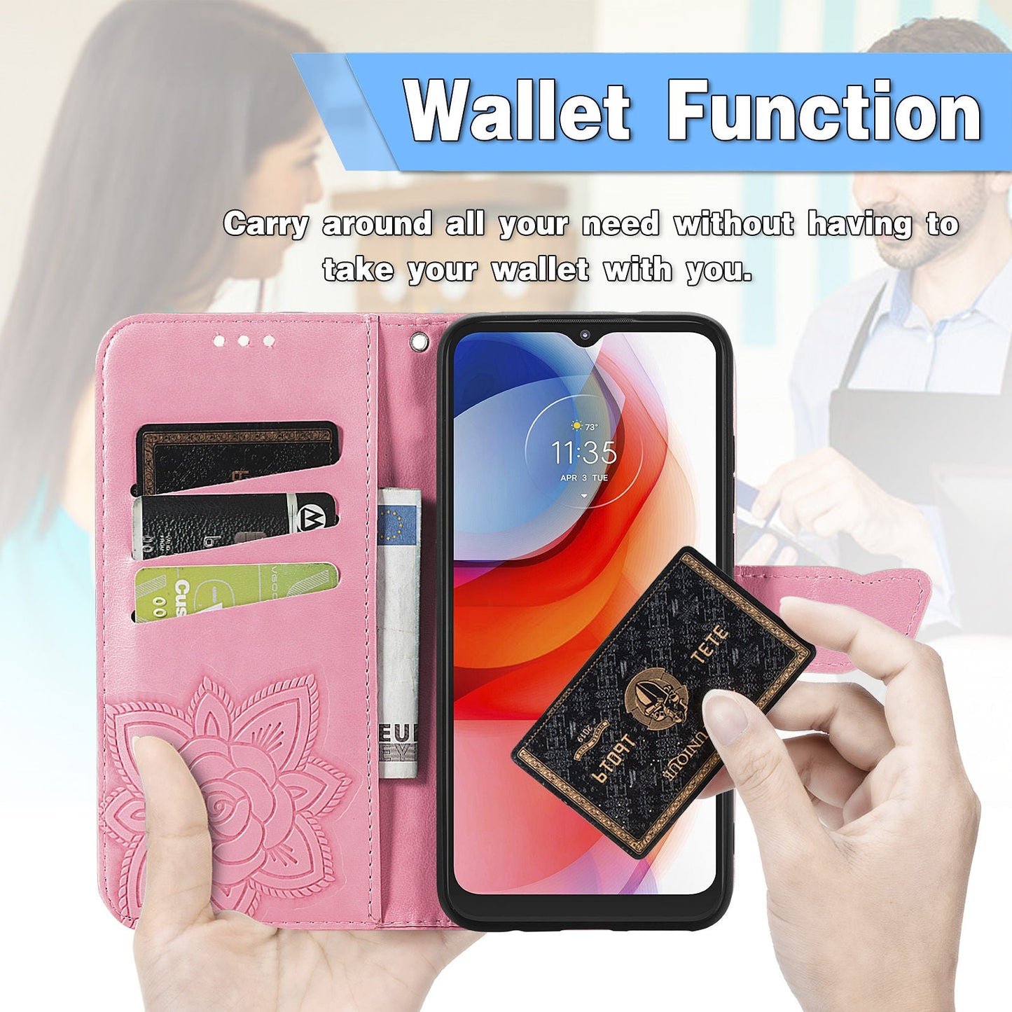 Luxury Embossed Butterfly Leather Wallet Flip Case For MOTO G Play 2021