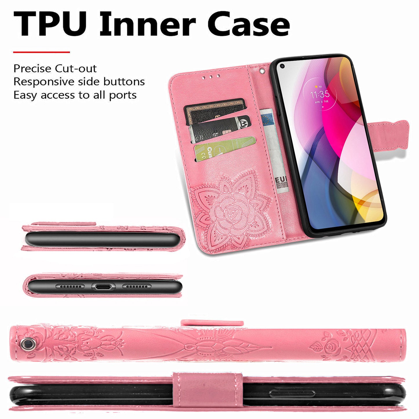 Luxury Embossed Butterfly Leather Wallet Flip Case For MOTO G Stylus 2021