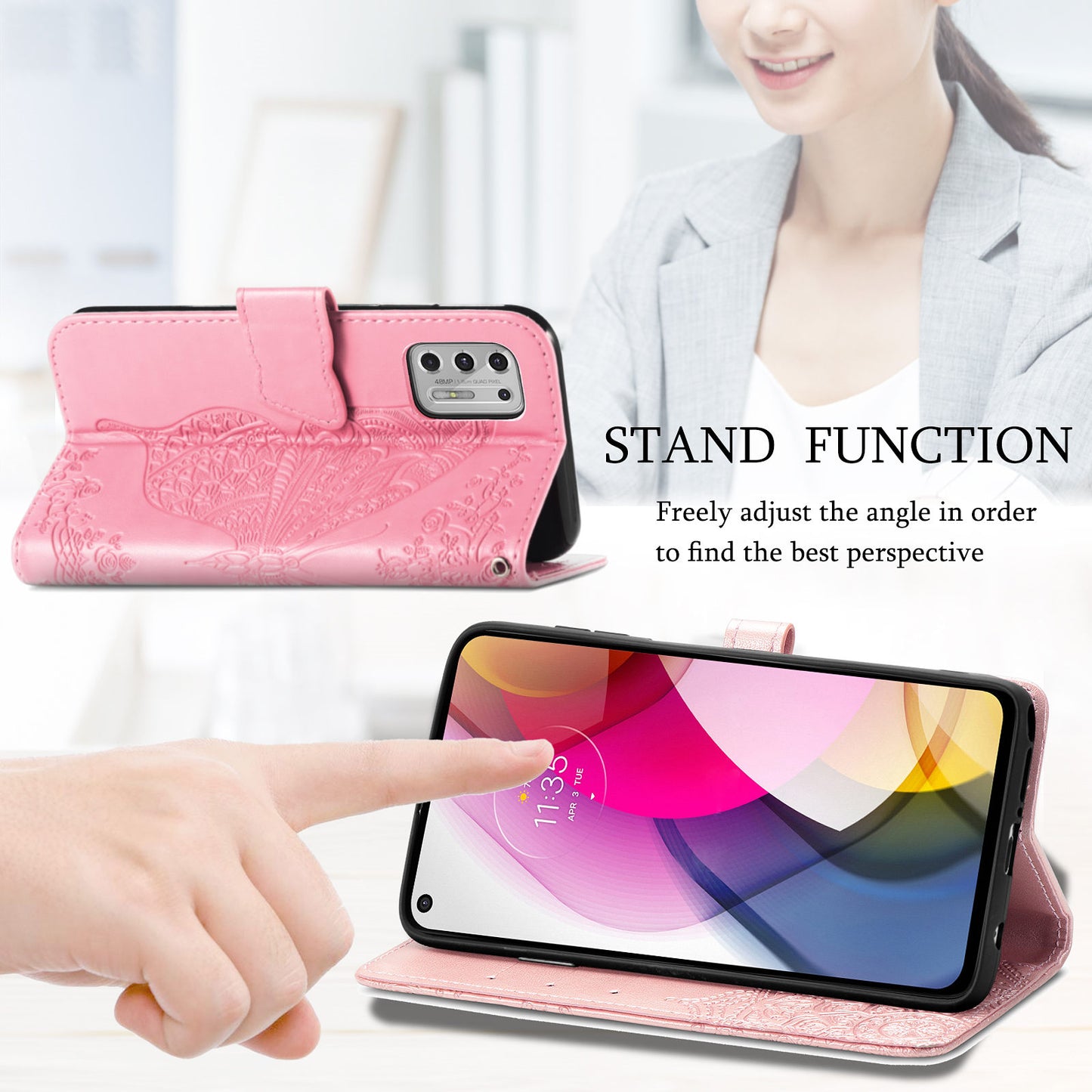 Luxury Embossed Butterfly Leather Wallet Flip Case For MOTO G Stylus 2021