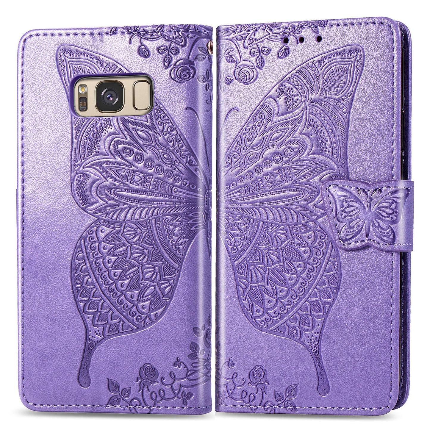 Luxury Embossed Butterfly Leather Wallet Flip Case For Samsung Galaxy S8