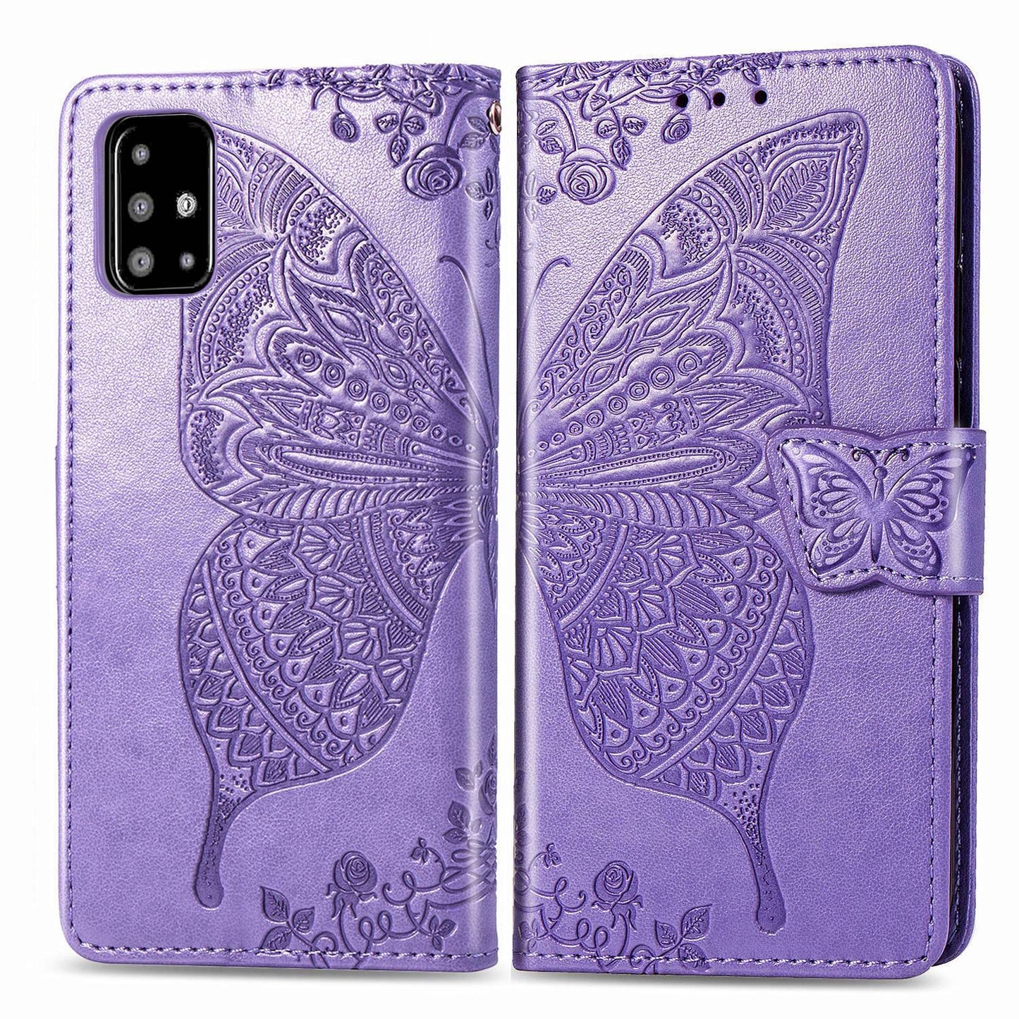 Luxury Embossed Butterfly Leather Wallet Flip Case For Samsung A71