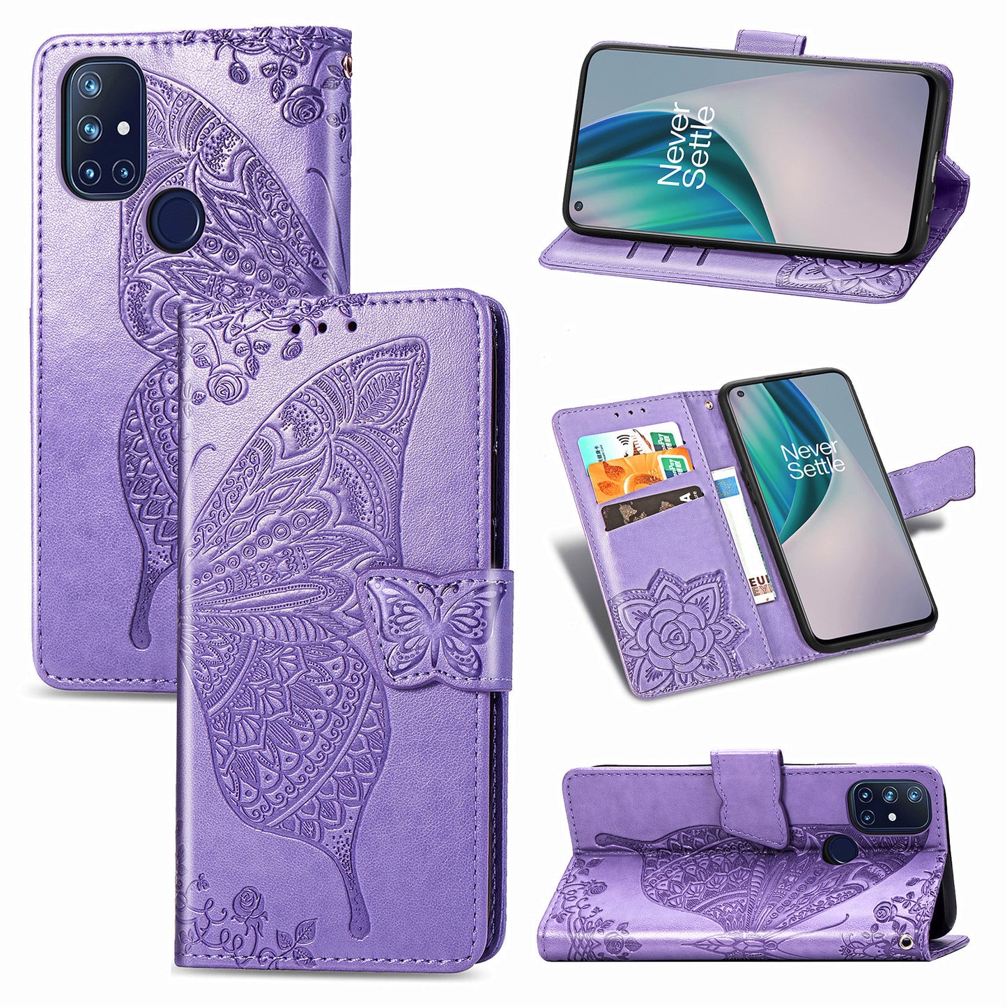 Luxury Embossed Butterfly Leather Wallet Flip Case For OnePlus Nord N10 5G