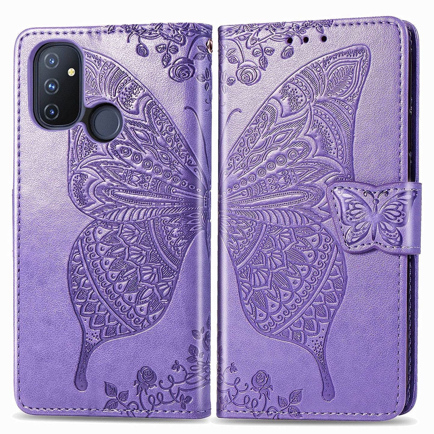 Luxury Embossed Butterfly Leather Wallet Flip Case For OnePlus Nord N100