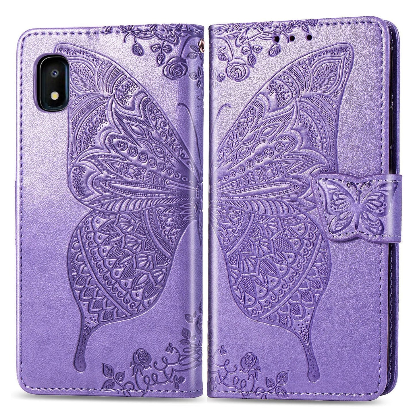 Luxury Embossed Butterfly Leather Wallet Flip Case For Samsung A10E