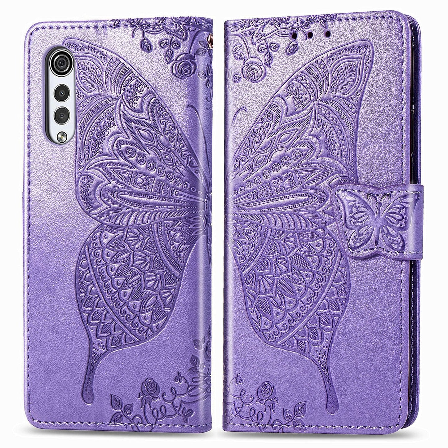 Luxury Embossed Butterfly Leather Wallet Flip Case for LG Velvet