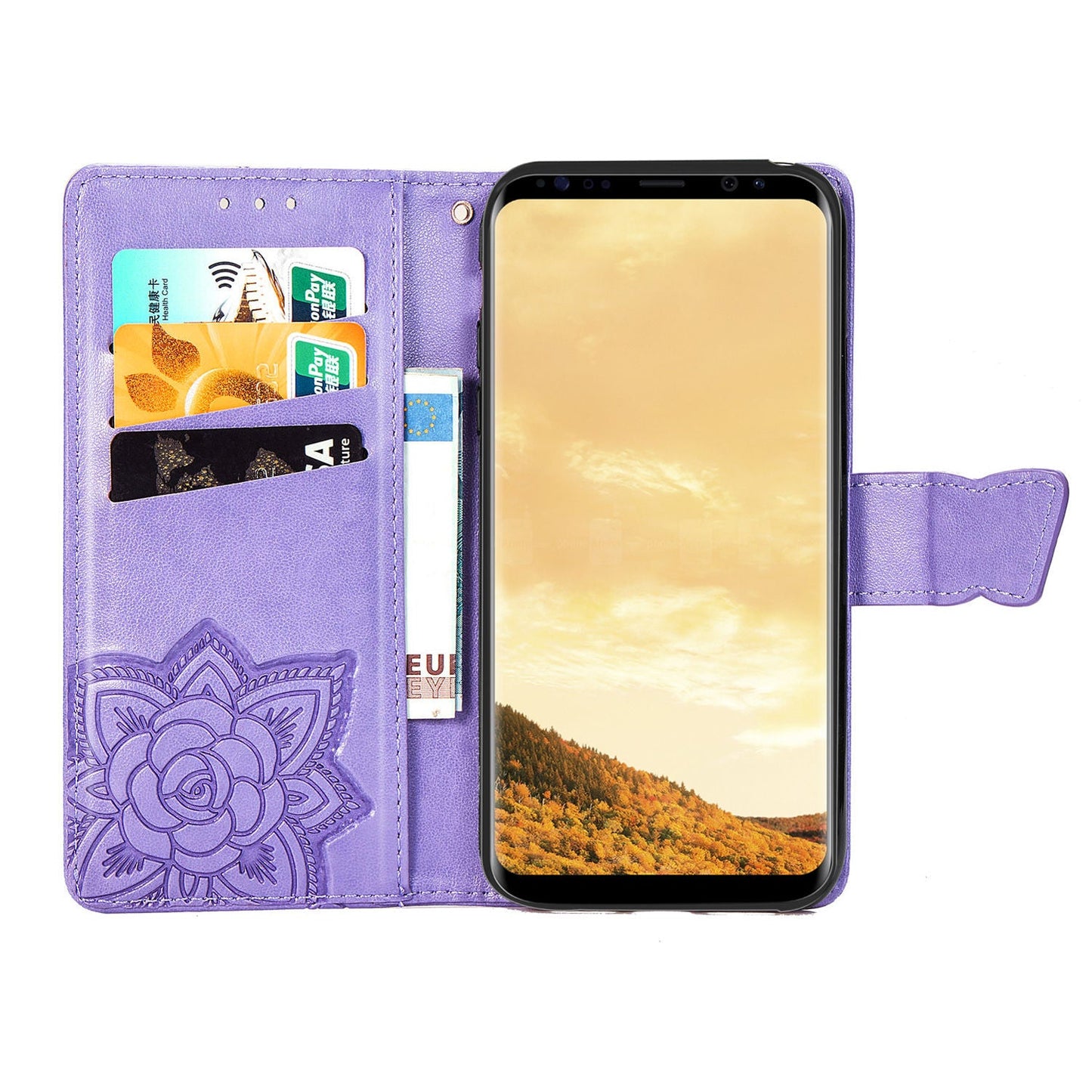 Étui portefeuille en cuir gaufré de luxe papillon pour la série iPhone 12